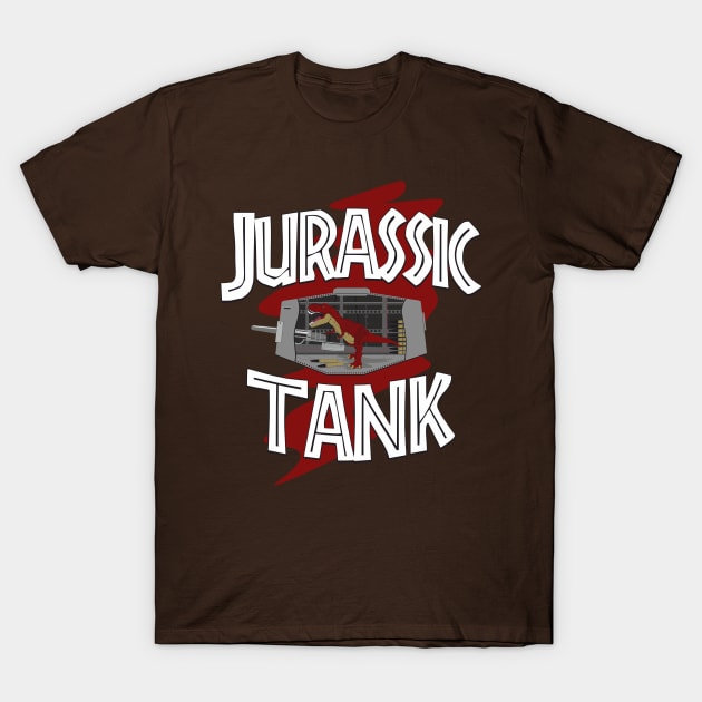 Jurassic tank. Tyrannosaurus loading guns T-Shirt by FAawRay